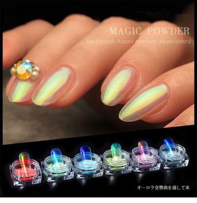 China Nail Art Beauty New Neon Aurora Holographic Magic Acrylic Nail Mirror Powder for sale