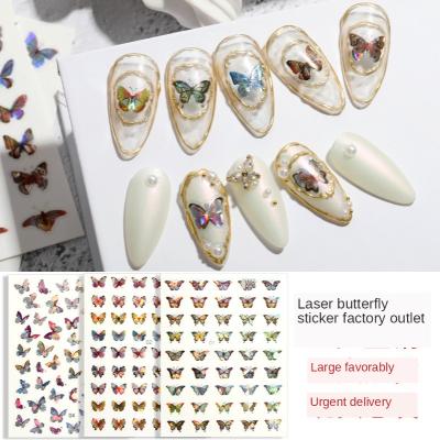 China Nail Art Accessories Design Beautiful Butterfly Pattern 3D Butterfly Nail Sticker Decals Decoration Sticker for sale