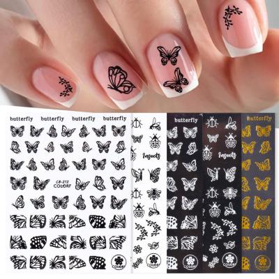 China Butterfly Pattern 19 Designes Butterfly 3D Nail Sticker Nail Tips Decoration Decal Stickers for sale