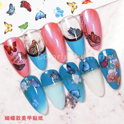 China Butterfly Pattern Wholesale Supplies 3D Butterfly Nail Decal Adhesive Nail Sticker for sale