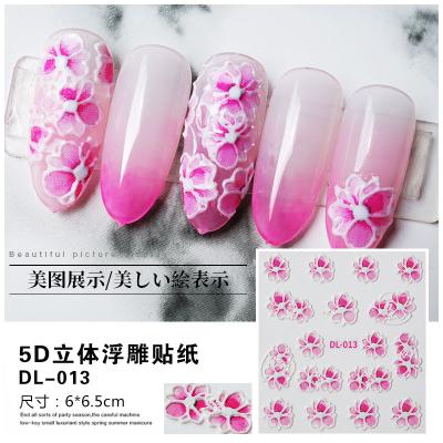 China Eco-Friendly / Easy Apply Wholesale Newest 20 Popular Designs Embossed 5D Nail Art Sticker for sale