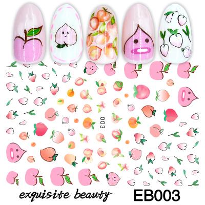 China Korea Plastic Cute Fruit Waterproof Designs Toe Nail Decorative Nail Art Sticker for sale