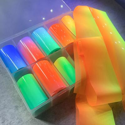 China Plastic Newest Color Fluorescent Nail Transfer Foils 10 Designs / Box Aluminum Nail Arts for sale