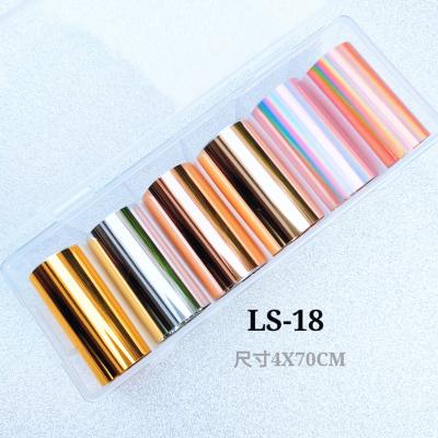 China New Hot Custom Plastic Nail Stickers 4x70cm Transfer Glossy Foil For DIY Beauty Foil Stained Sticker Nail Art for sale