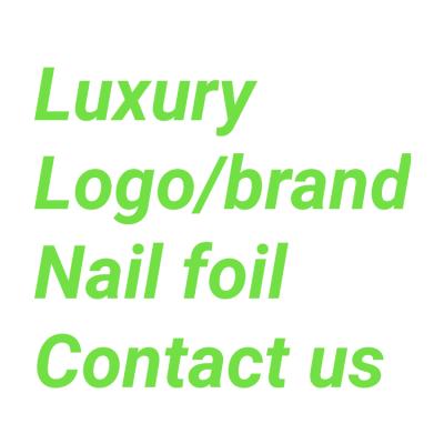 China Nail Art DIY Design Popular Luxury Brand Logo Decoration Nail Polish Sticker Transfer Foil For Gel for sale