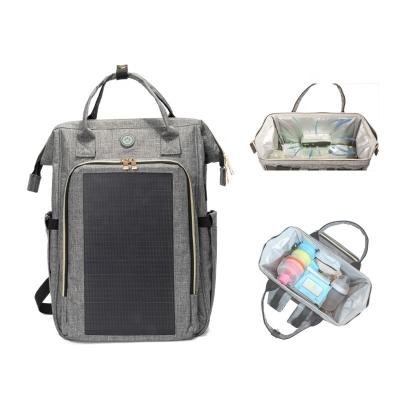 China Solar panel ; 99% Custom Solar Sterilization Backpack Baby Diaper Travel Backpack For Mom Ozone Sterilizer Baby Diaper Bag With Solar Panel Charger for sale