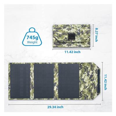 China 3 USB Ports 30W Solar Phone Charger with 3 High Efficiency Foldable Solar Panels, Portable Solar Panel Charger 156.75mmx156.75mm for sale