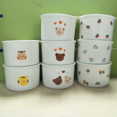 China Art Decor High Quality Cute White Bear Baby Feeding Soup 200ml Ceramic Bowl With Lid for sale