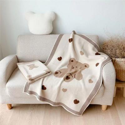 China Soft Folded Ins Girls Newborn Boys Teddy Bear Baby Blankets Super Monthly Wrap Cotton Knitted Toddler Infant Blankets Blankets Plaid for sale