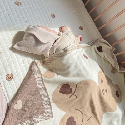 China High Quality Folded Newborn Baby Blankets Wrap 80*110cm Cotton Knitted Kids Stroller Bedding Infant Comforter for sale