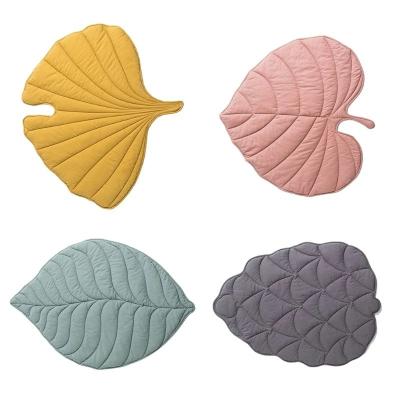 China Toy New Arrives 100% Large Educational Organic Cotton Sheet Kids Nursery Blanket 110*120cm 4 Shapes Play Mat Leaf Carpet Home Decor Playmat for sale