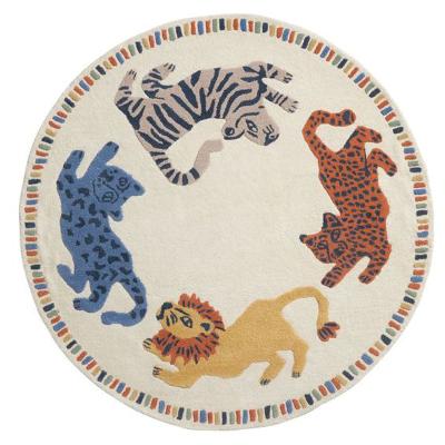 China Hot Selling Washable Cartoon Tiger Playmat 100cm Animal Kids Crawling Mat For Living Room Bedroom Non-slip Mats for sale