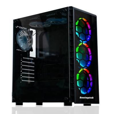 China With Fan New Fashion Tower PC Cabinet ATX Gaming Computer Case Mid Desktop PC Case With 6 RGB Fan Sync With Motherboard for sale