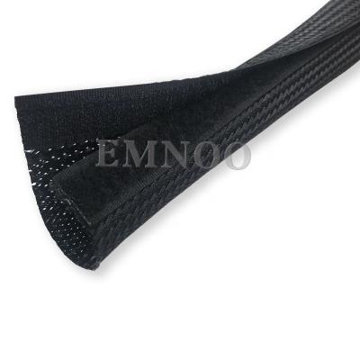 China Braided Sleeving Expandable Cable Protector EMNOO Hook & Loop PET Cable Protector Sleeve for sale