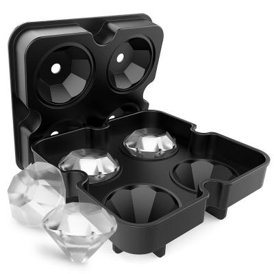 China Diy Ice Maker Diamond Shaped Silicone Ice Cube Tray Molds With Lid For Ice Whiskey Candy Bpa Free for sale