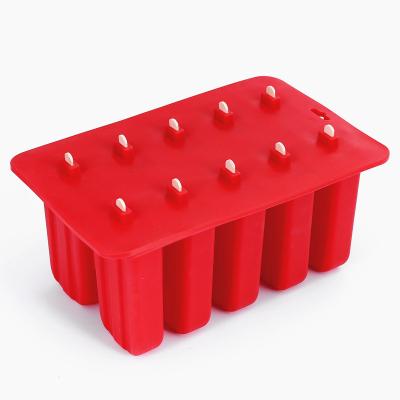 China Custom Silicone 10 Cavities Amazon Best Seller DIY Popsicle Mold Popsicle Tray Silicone Mold For Ice Cream for sale