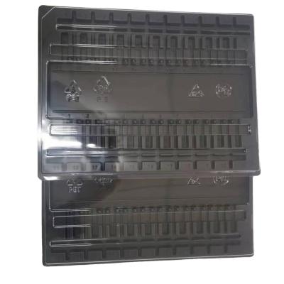 China Transparent Black Plastic Electronic Component PET Ware Anti-Static PS Blister Packing Box Anti-Static Fiber Optic Packaging Tray for sale