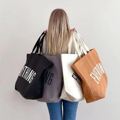 China Designer Tote Bags Letter Everything Print Grocery High Quality Wholesale Waterproof Giant Women's Plain Canvas Oversized Shopping Bag for sale