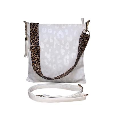 China New Double Strap Black White Waterproof Leopard Print Leather PU Zipper Tassel Handbag Women Shoulder Bag High Quality Cross - Body Bag for sale