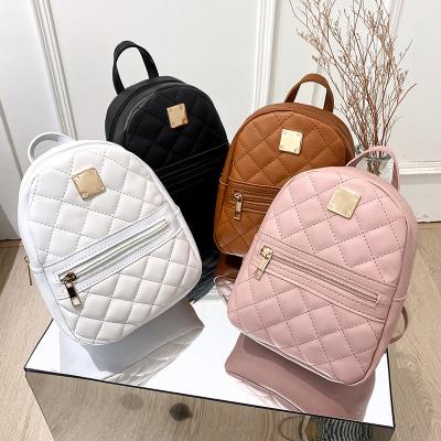 China 2022 New Hot Selling Women School Bag Fashion Rhombus Plaid Shoulder Bag Travel Outdoor Student Waterproof Small Backpack for sale