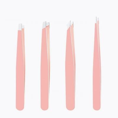 China Eyebrow Pink Style High Quality Eyebrow Metal Tweezers For Eyebrow for sale