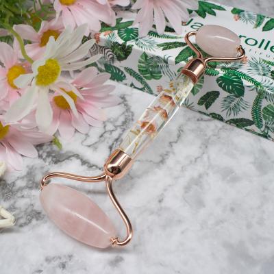 China Face Sell Well Set New Type Face Rose Quartz Roller With Box for sale