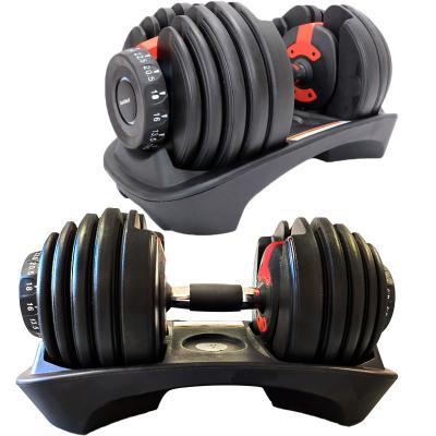 China Custom Home Use Factory Price Logo Fitness 52.5lb Gym Equipment 24kg Set Weighs Adjustable Dumbbell for sale