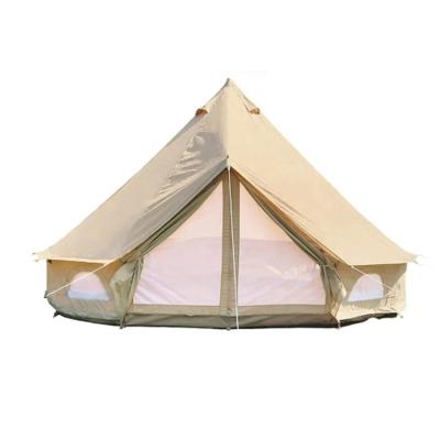 China Camouflage/Hot Field Game! 3m/4m/5m Cotton Canvas Outdoor Camp Bell Fire Resistant Waterproof Glamping With Stove Jack Teepee Yurt Tent For 4 Season for sale