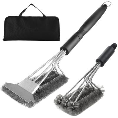 China Factory Direct Sale 20.4inch Heavy Duty Extra Long Handle Grill Brush Easily Cleaned Grill Cleaning Kit with Carry Bag for sale