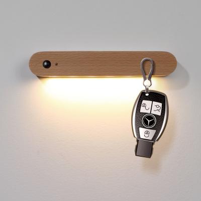 China Wholesale Modern Wooden Portable Magnetic Living Room Lamp Bedroom Night Light Stick Anywhere Sensor Factory Wireless USB Rechargeable for sale