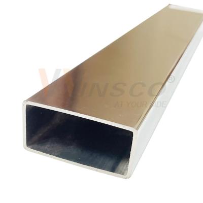 China Decorativo TUBO RECTANGULAR BRILLANTE POLISHED 600 C-304 X 6 METROS Stainless Steel Inox Flat Pipe for sale