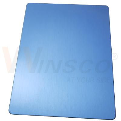 Cina 304 304L Grade Hairline Piastra in acciaio inossidabile Blu PVD Rivestito Satin No.4 lamiera inossidabile in vendita