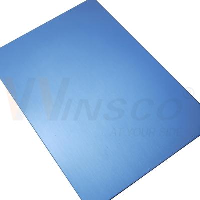 Cina 1000mmx2000mm Acciaio inossidabile Satin Sheet Decorativo Zaffiro Blu Matto 0,4-3,0mm Spessore Hairline in vendita