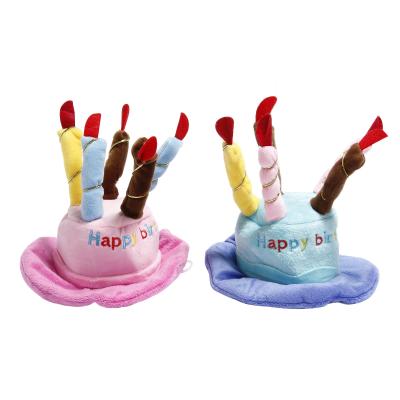 China Viable Cake Novelty Party Happy Birthday Qushine Top Hat With Candles Pampers Funny Plush Dog Happy Birthday Hat for sale