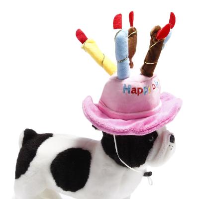 China Viable Funny Party Hat Happy Birthday Pet Dog Hat Adjustable Candle Shape Plush Pet Birthday Hat for sale