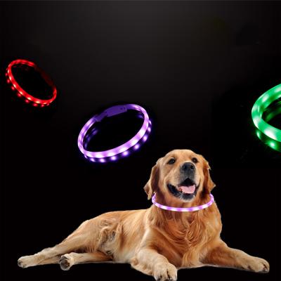 China Custom Rechargeable Lights USB LED Dog Collar Light Up Safety Pet Collar Water Resistant Dog Collars For All Size Dog for sale