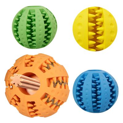 China Good Price Viable Pet Toy Ball Dog Teeth Cleaning And Interactive Rubber Permeable Dog Food Grinding Toy Ball for sale