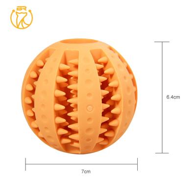 China 2022 Viable Pet Rubber Tooth Feeder Treat Ball Pet Dog Chew Toy Treat Interactive Balls Pet Cleaning Toy for sale