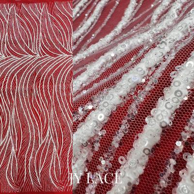 China African cheap brdail lace fabrics mesh lace fabrics glitter glue crystal white sequin 3mm crystal white sequin for wedding party for sale