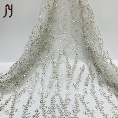 China Viable Small Tree Willow Embroidery Sequins Diamond Embroidery Lace Fabric For Indian Wedding Dress for sale