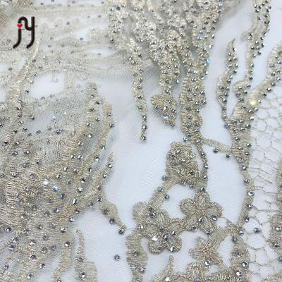 China Emerald Green Lace Fabrics High Quality Sustainable Nigerian French Mesh Lace Embroidery Tulle Mesh Lace Fabric With Stones for sale