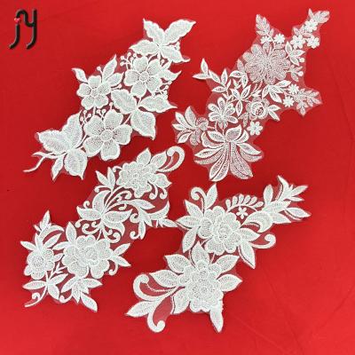 China Wholesale high quality transparent white bridal beaded applique elastic sequin textile fabric embroidery lace for OEM custom for sale