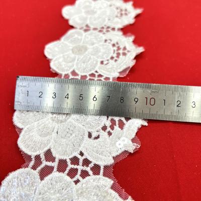 China Sustainable New Africa Laces 2022 White Bridal Material Beaded Lace For Wedding Party for sale