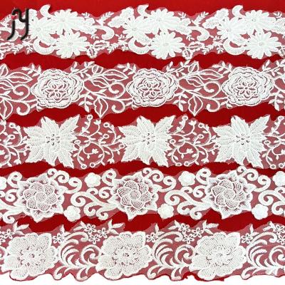 China New Viable African Women Lace Dresses Turkey White Polyester White Beaded Net Lace Fabric for sale