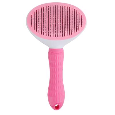 China Stocked Wholesale High Quality Pet Hair Remover One-touch Hair Removal Comb Pet Grooming Brush Stainless Steel Needle Comb for sale