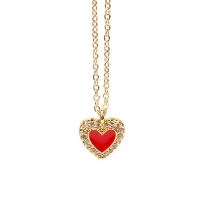 China 2021 Hot Selling Hiphop Women Heart Pendant Necklace With Zircon Accessories Fashion Women Wholesale Jewelry for sale