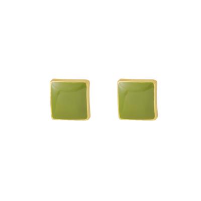 China Korean simple geometry green color earrings ear stud for girls 2019 new style for sale