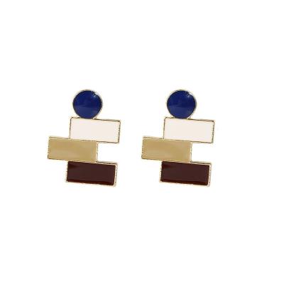 China Korea style top sales color temperament girl Korean impressionist French glazed contrast simple earrings retro for sale