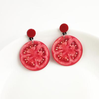 China Tomato-style fresh acrylic personality earrings fruit news FASHIONABLE tomato acrylic earrings small wild and simple nightclub trend for sale