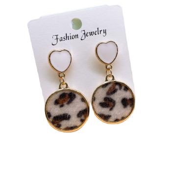 China 2021 TRENDY Korean winter leopard print plush earrings retro earrings for women fashion earrings trend 2021 for sale